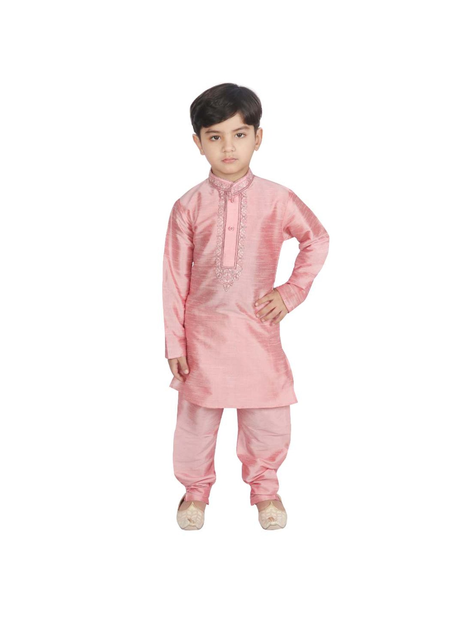SG Yuvraj Kids Pink Embroidered Kurta with Pyjama