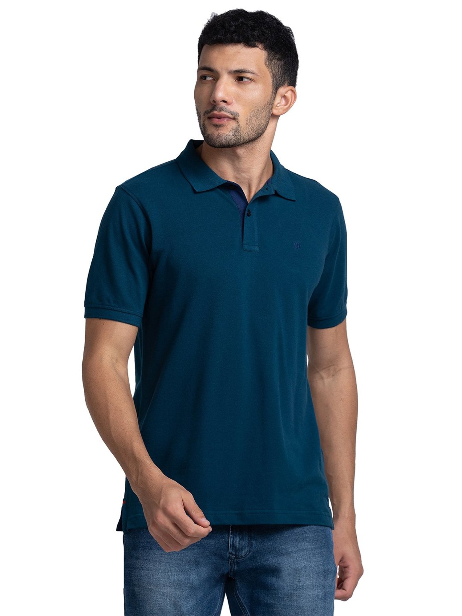 Raymond Teal Regular Fit Polo T-Shirt