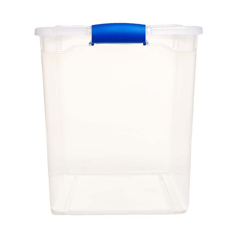 Homz Heavy Duty Modular Stackable Storage Tote Containers with Latching Lids, 15.5 Quart Capacity, Clear, 4 Pack