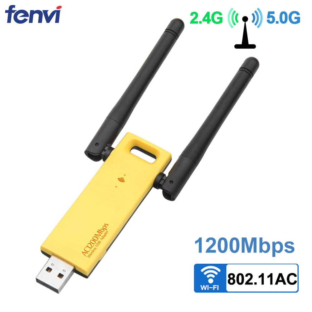 1 pcs Dual Band 1200Mbps Wireless USB 3.0 Realtek RTL8812BU Wifi Adapter 2.4G/5Ghz Network Card Dongle With Antennas for Desktop PC