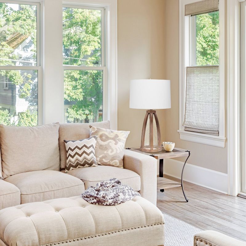 Wood Arch Farmhouse Old Table Lamp with Fabric Shade White - Lalia Home