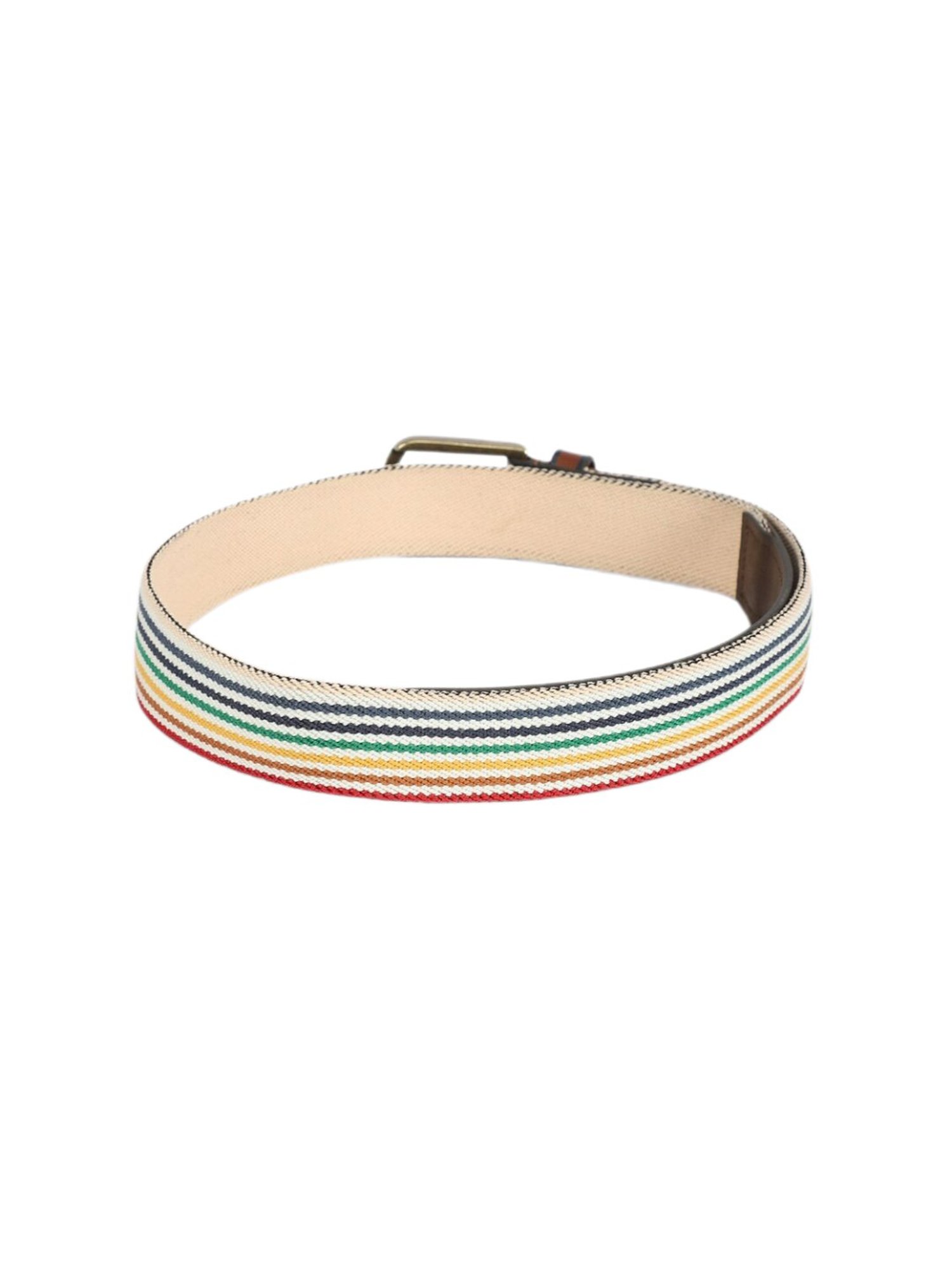 Simon Carter Multicolor Leather Striped Casual Belt for Men