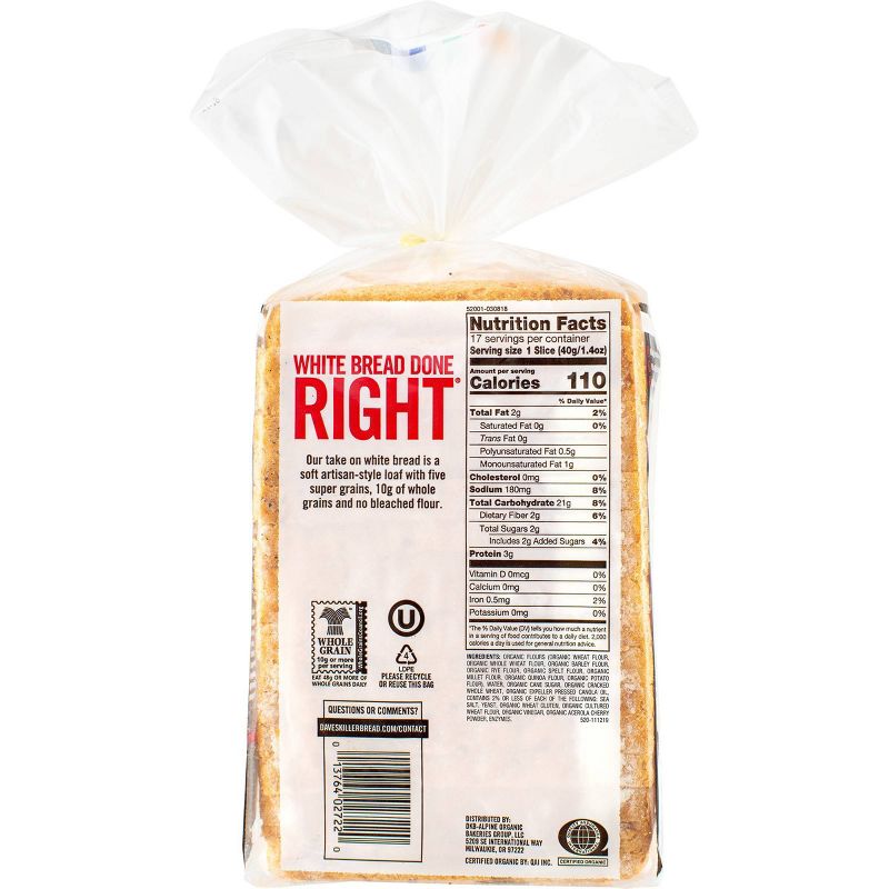 Dave's Killer Bread Organic White Bread Done Right - 24oz
