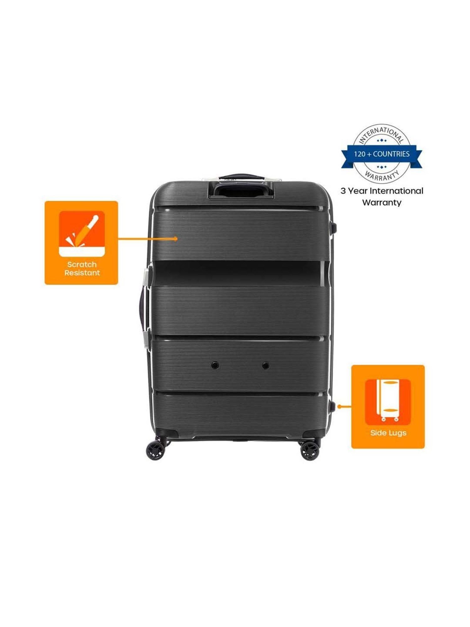 American Tourister Linex Black Textured Hard Large Trolley Bag - 54 cm