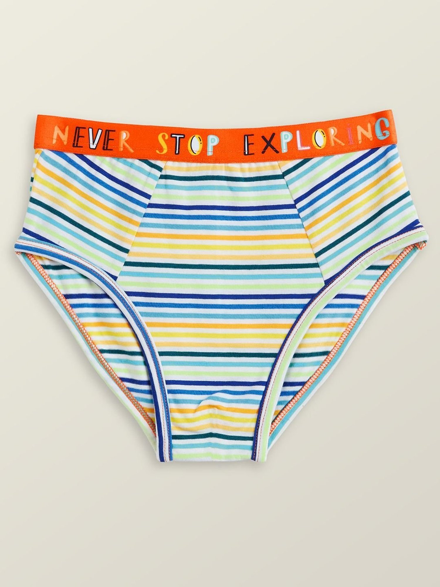 XY Life Kids Orange & Blue Striped Briefs