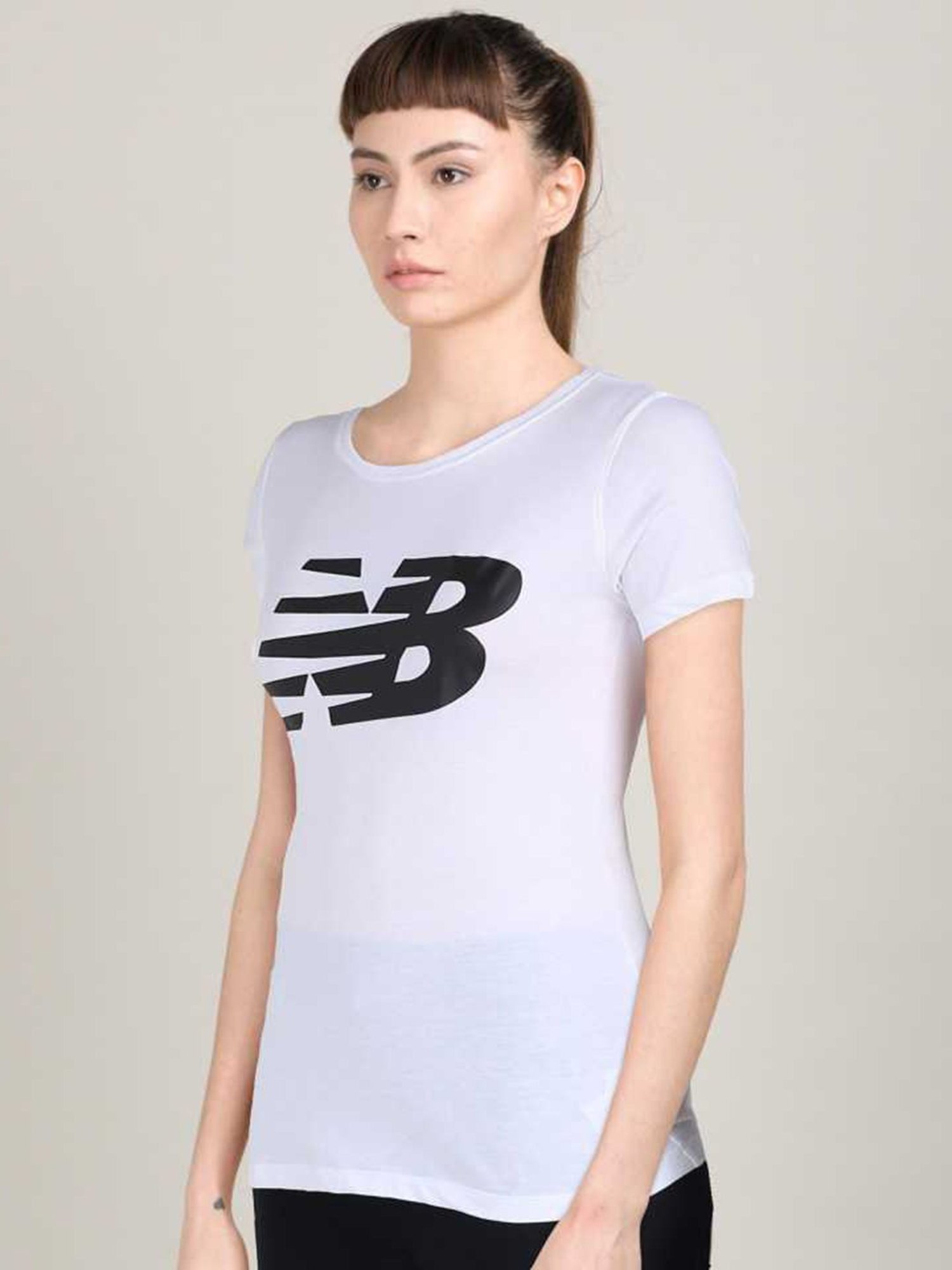 New Balance White Round Neck T-Shirt