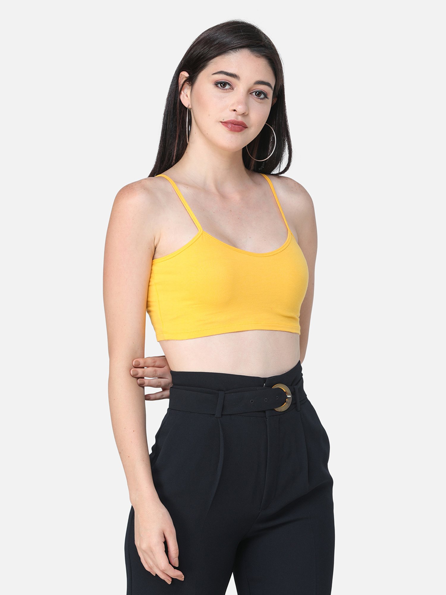 Scorpius Yellow Regular Fit Crop Top