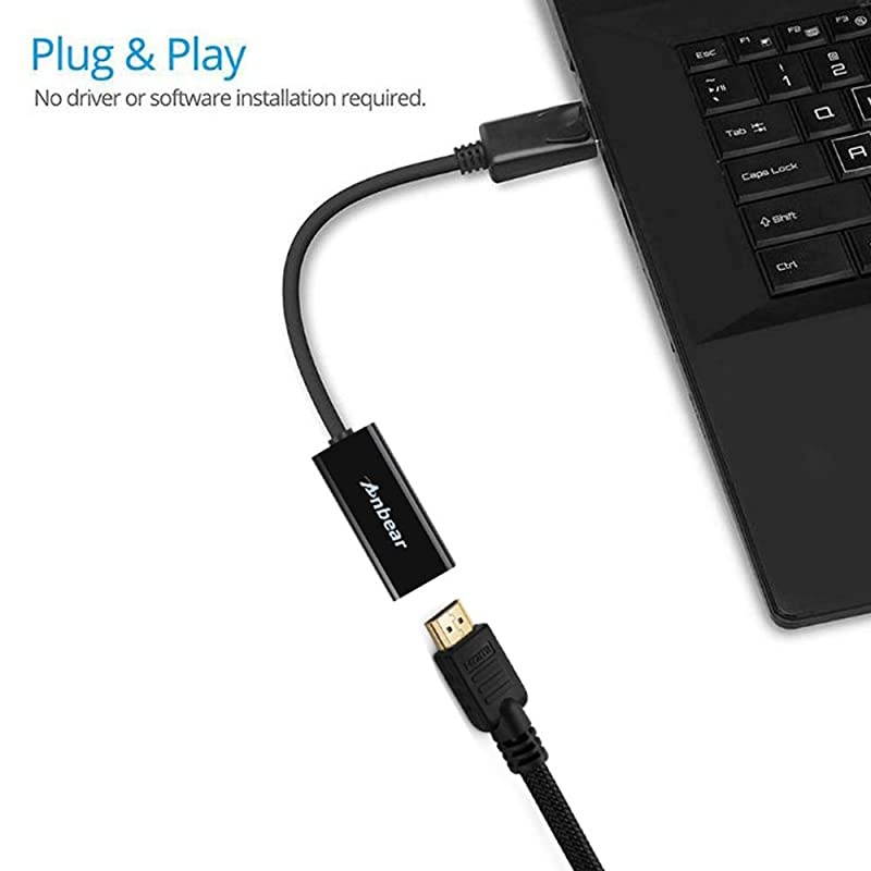 Display Port to HDMI Adapter Displayport to HDMI Adapter CableMale to Female for DisplayPort Enabled Desktops and Laptops to Connect to HDMI Displays Adapter