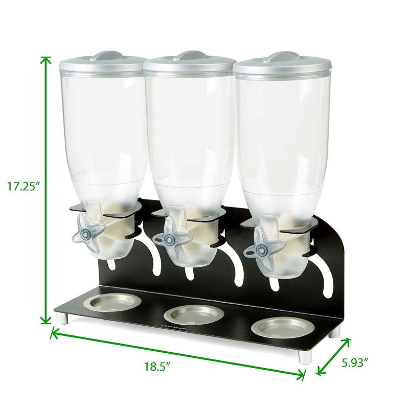 Mind Reader Heavy Duty Metal Cereal Triple Dispenser, Black