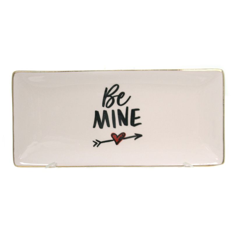 Tabletop 4.25" Be Mine Ceramic Tray Love Valentines Jewelry Holder Burton & Burton  -  Decorative Trays And Platters