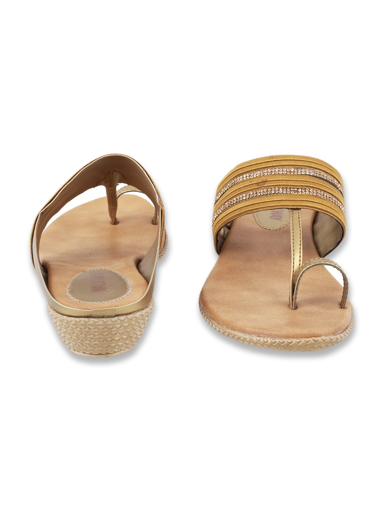 Walkway Women's Antique Gold Toe Ring Wedges