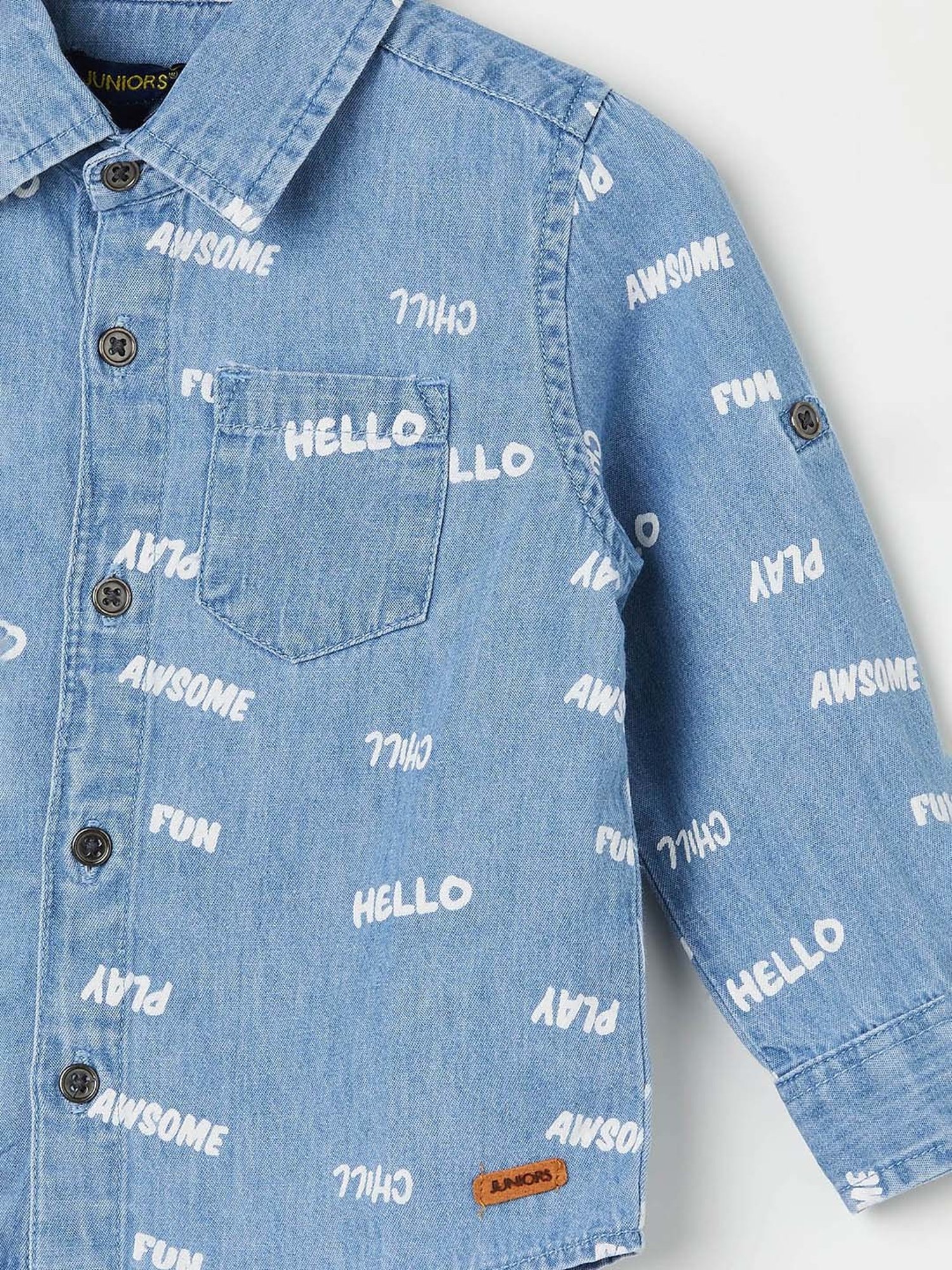 Juniors by Lifestyle Blue Cotton Printed Full Sleeves Shirt