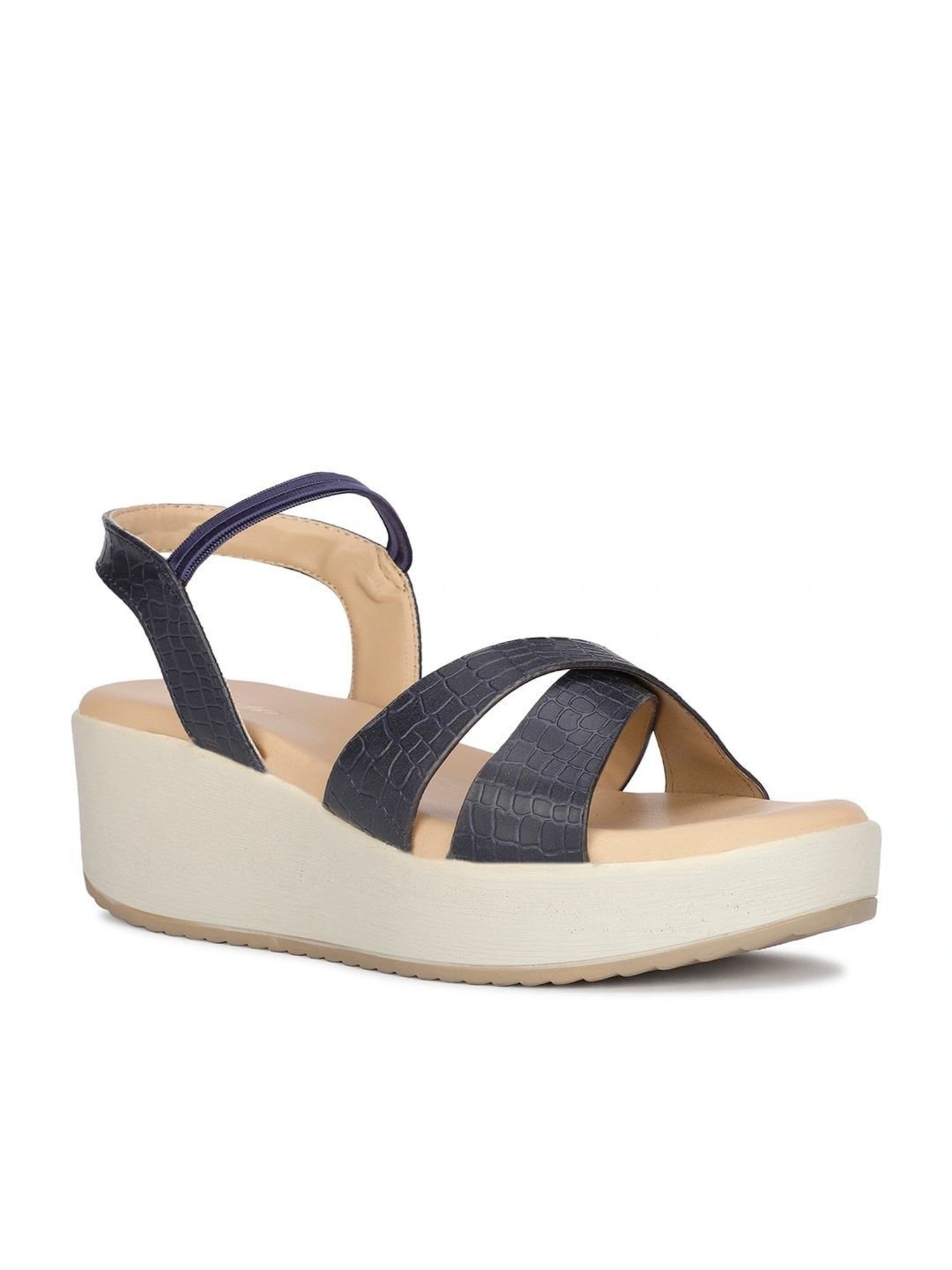 Bata Women's Xiomara Navy Cross Strap Wedges