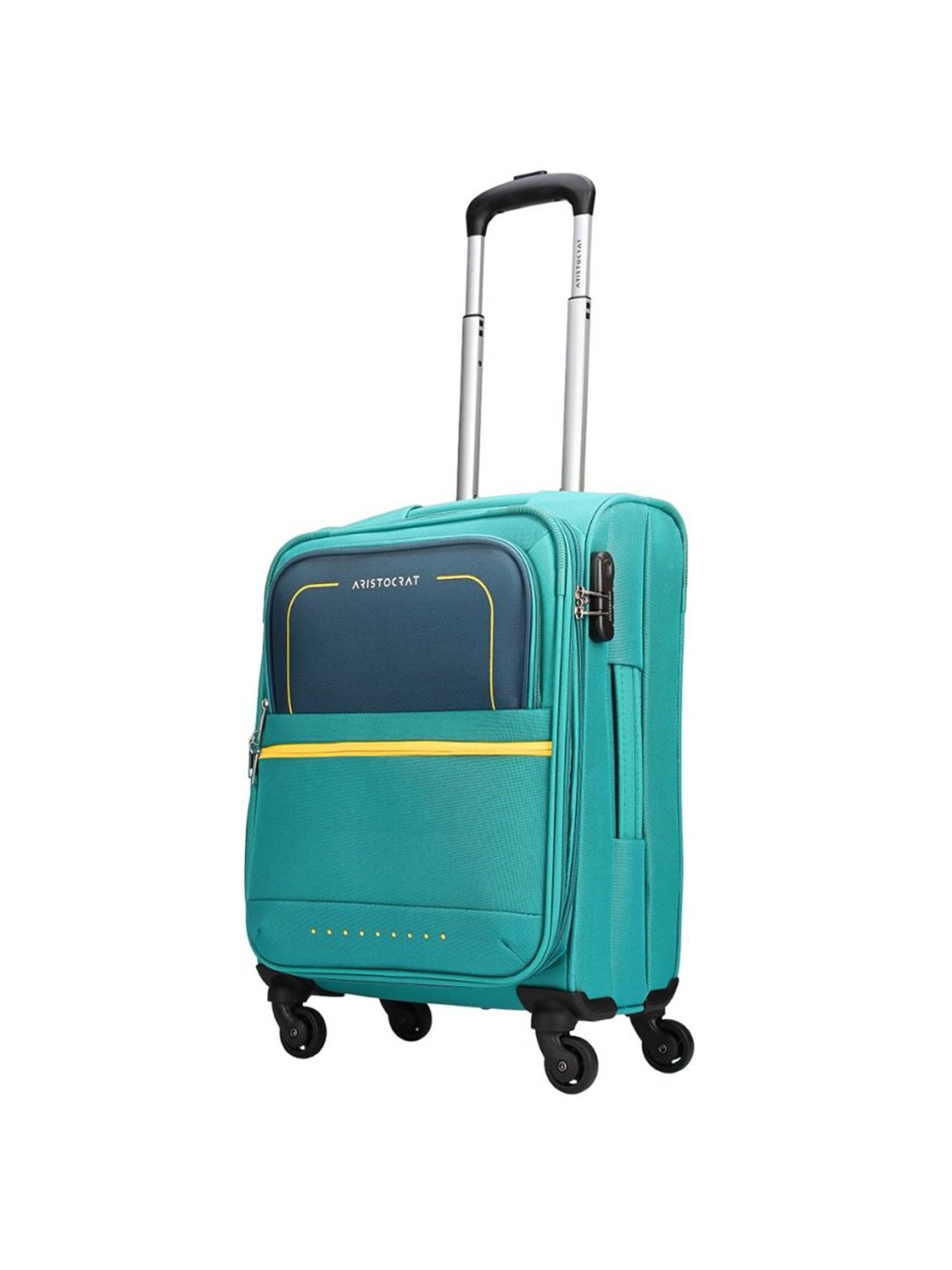 Aristocrat Evolve Teal Blue Solid Soft Cabin Trolley Bag - 28 Cm