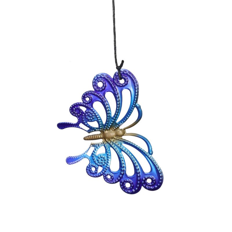 42.91" Metal Spinning Butterfly Wind Chime Blue - Exhart