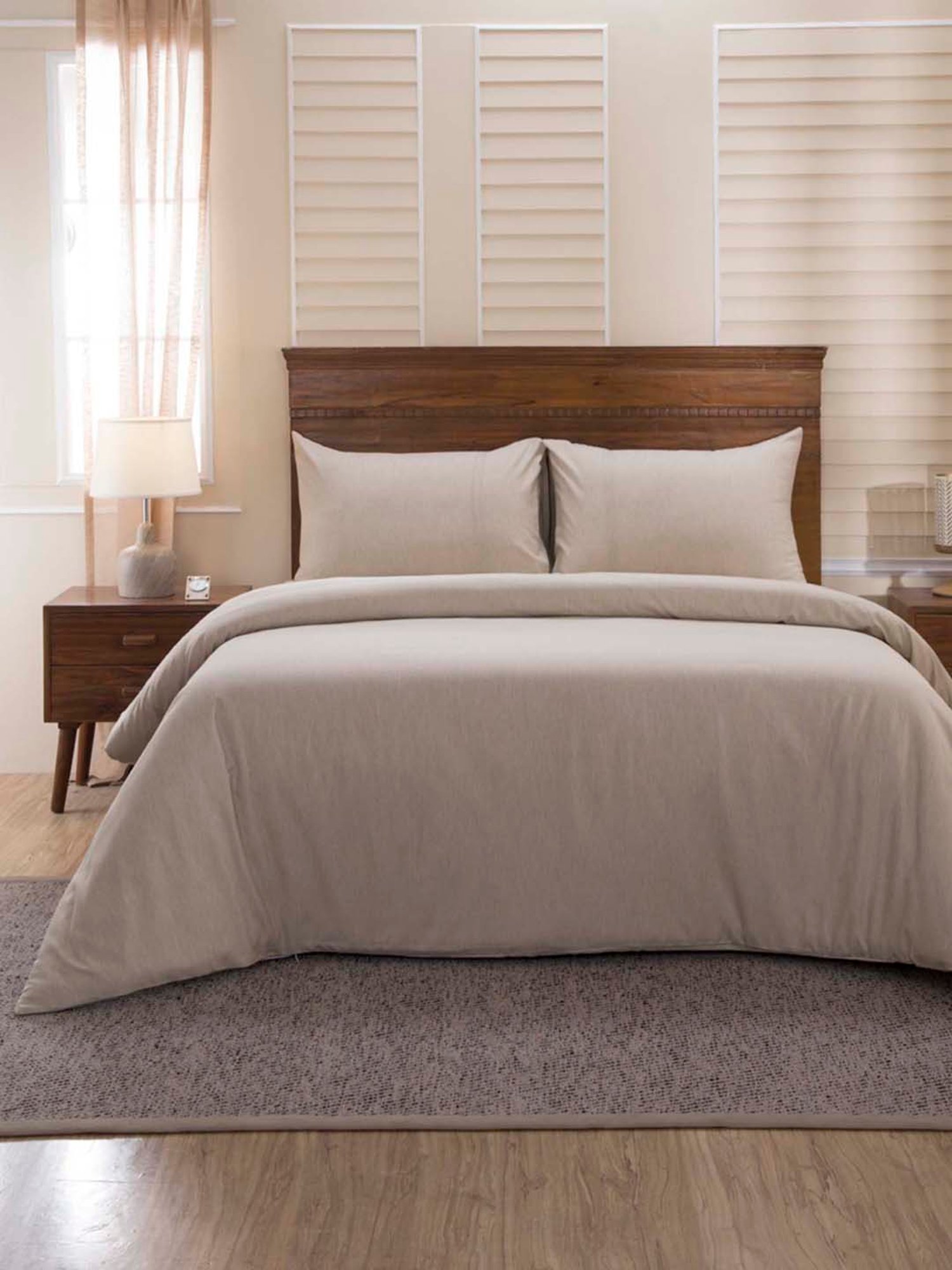 Maspar Beige Cotton 300 TC Duvet Cover Set