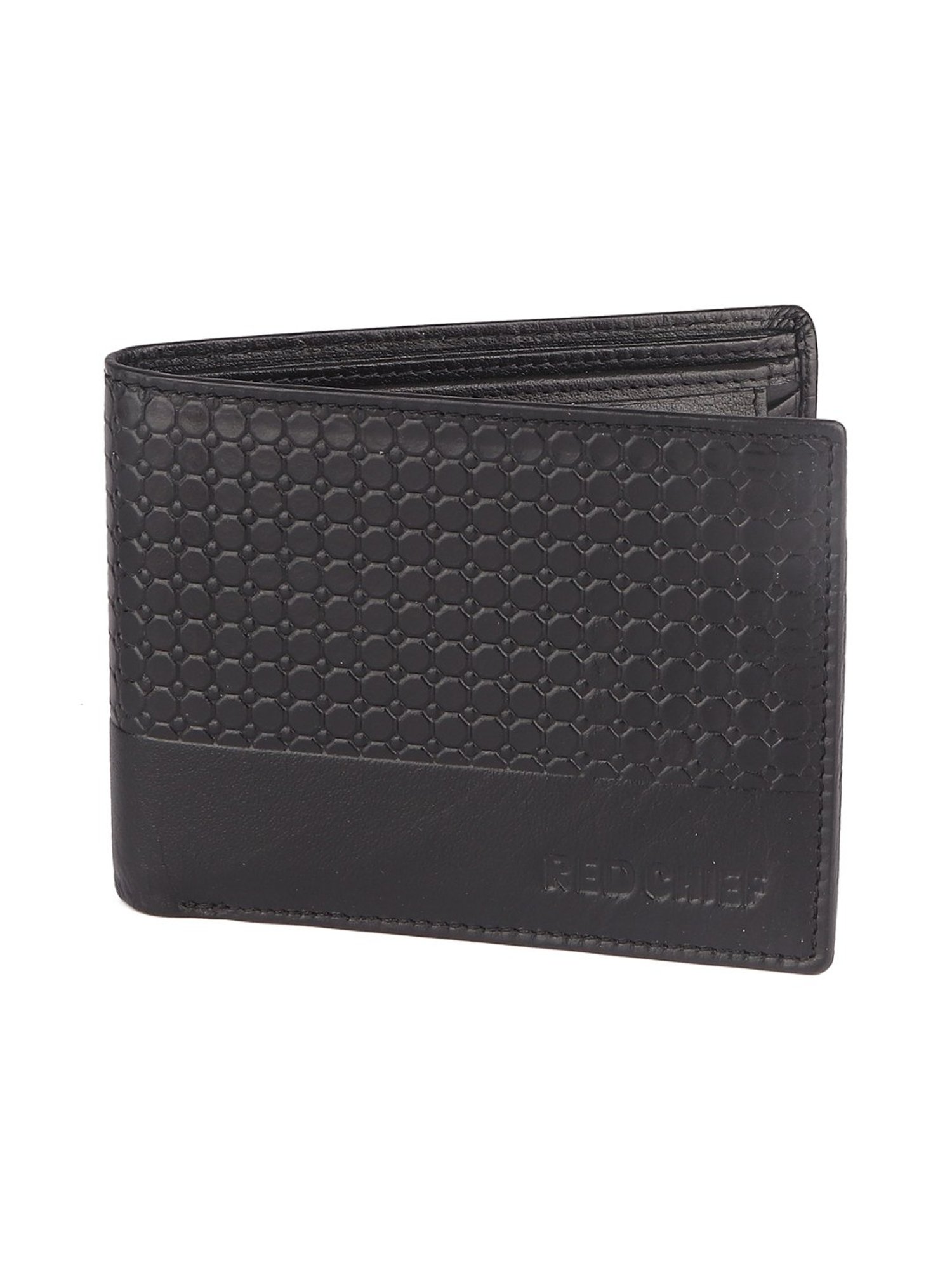 Red Chief Black Leather Bi-Fold Wallet for Men