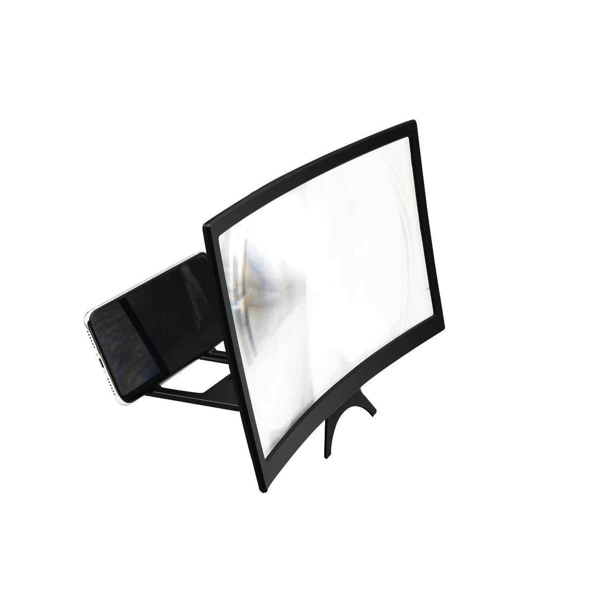 3D Curve Screen Magnifier Compatible with All Smartphones 12" HD Amplifier Projector Magnifing Screen for Movies, Videos, and Gaming Foldable Phone Stand