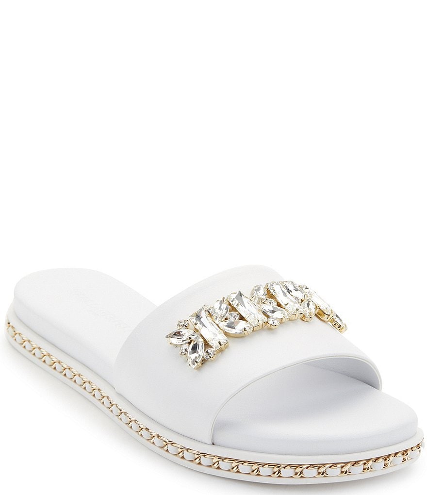KARL LAGERFELD PARIS Bijou Leather Bling Slides