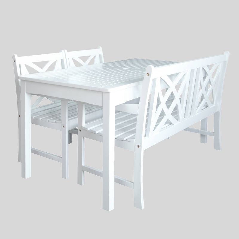 4pc Magnolia Wood Patio Dining Set White - Vifah