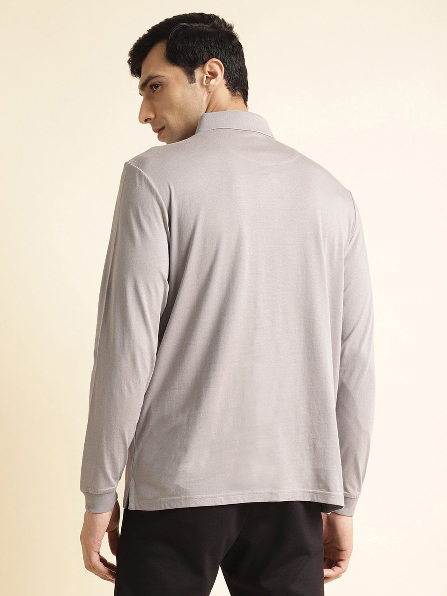 ANDAMEN Grey Regular Fit Cotton Polo T-Shirt