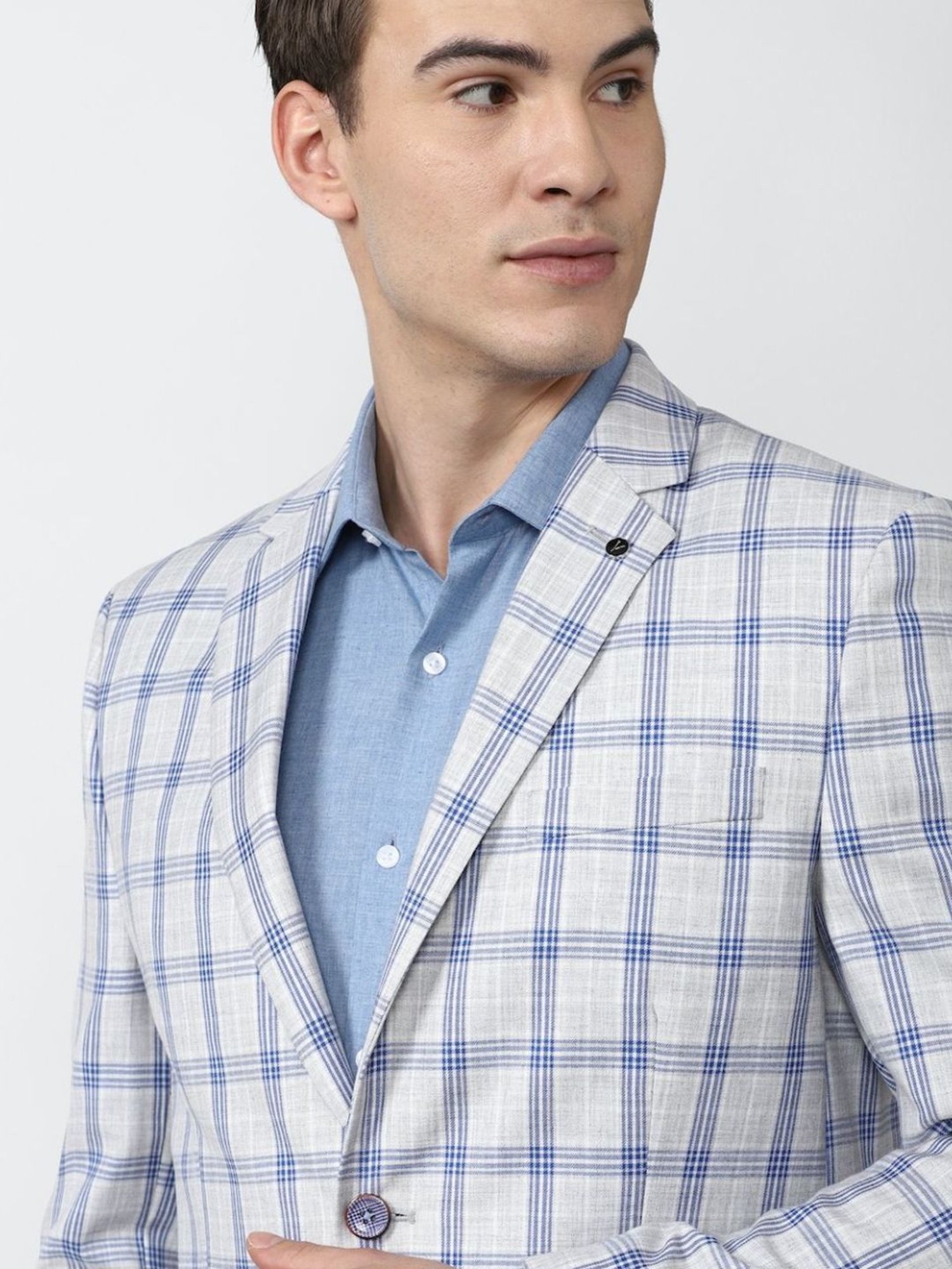 Louis Philippe Light Blue Regular Fit Blazer