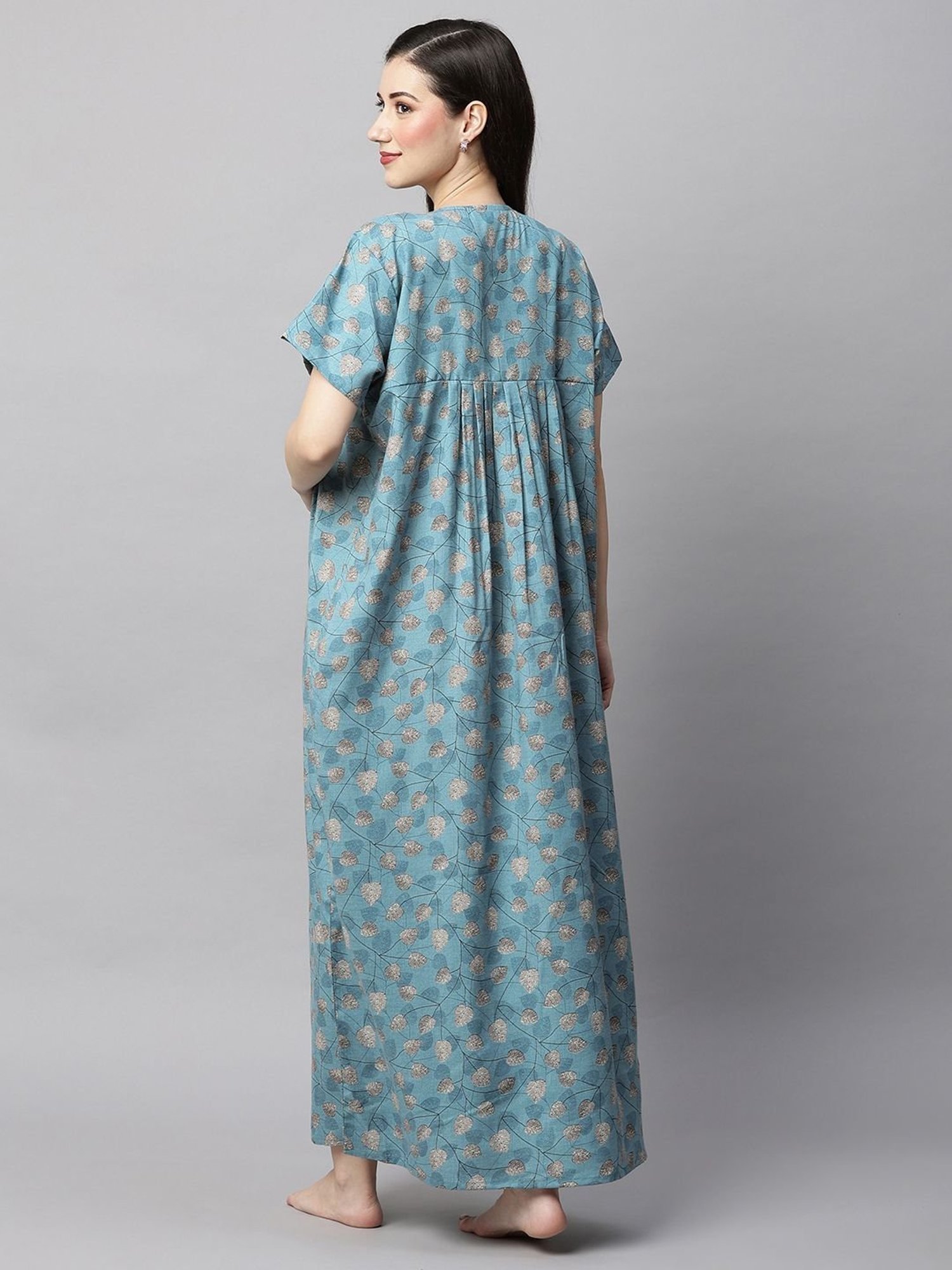 MomToBe Blue Printed Feeding Nighty