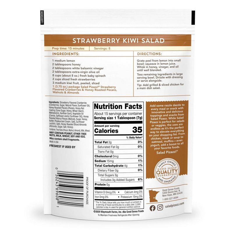 Salad Pizazz! Strawberry Flavored Cranberries & Honey Roasted Pecans, Walnuts & Almonds Salad Topper - 3.75oz