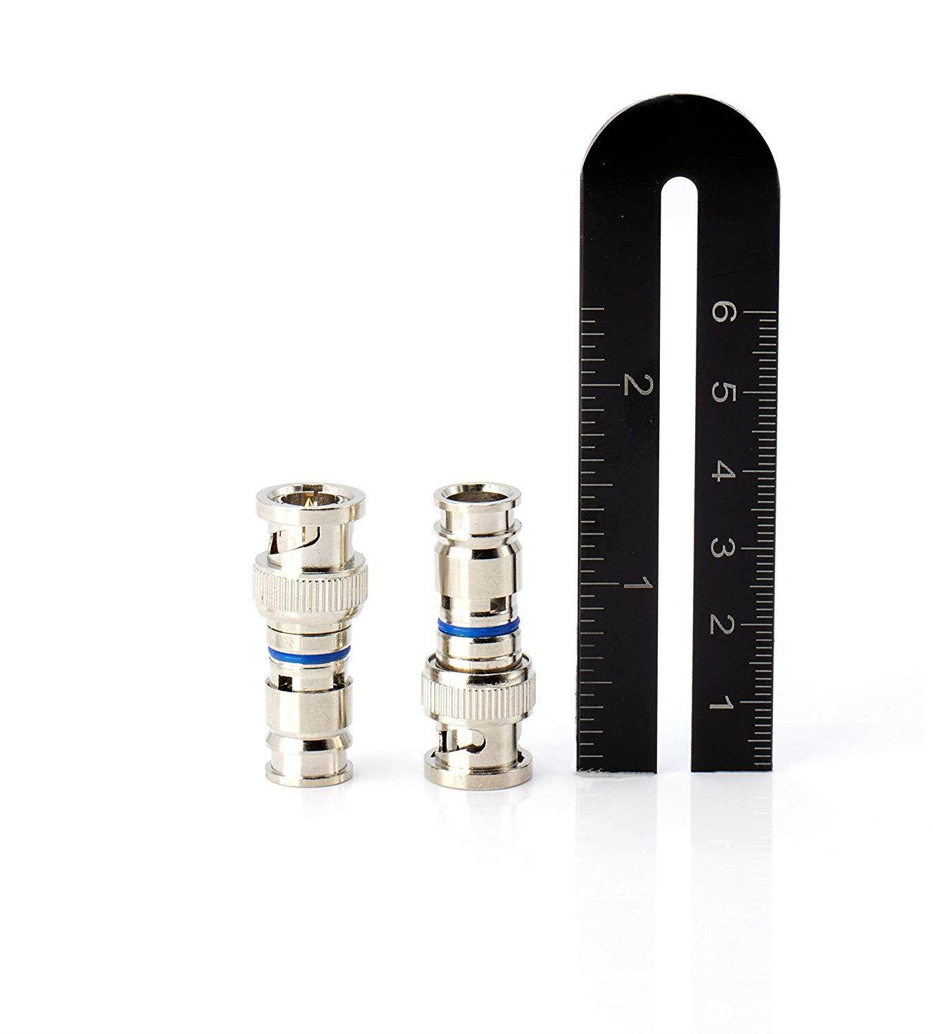 BNC Compression Connector | for RG59 Coaxial Cable - Male, SDI, CCTV | 10 Pack