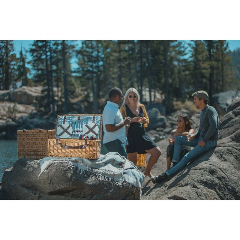 Picnic at Ascot Insulated Picnic Basket/Cooler Fully Equipped with Service for 2 - Trellis Green