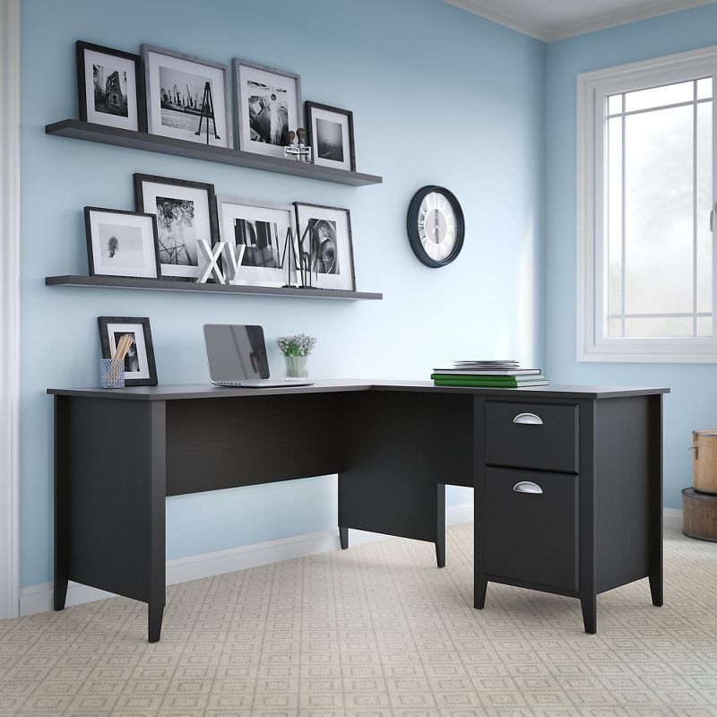 Kathy Ireland Office Connecticut Desk In Black Suede Oak - Bush Furniture