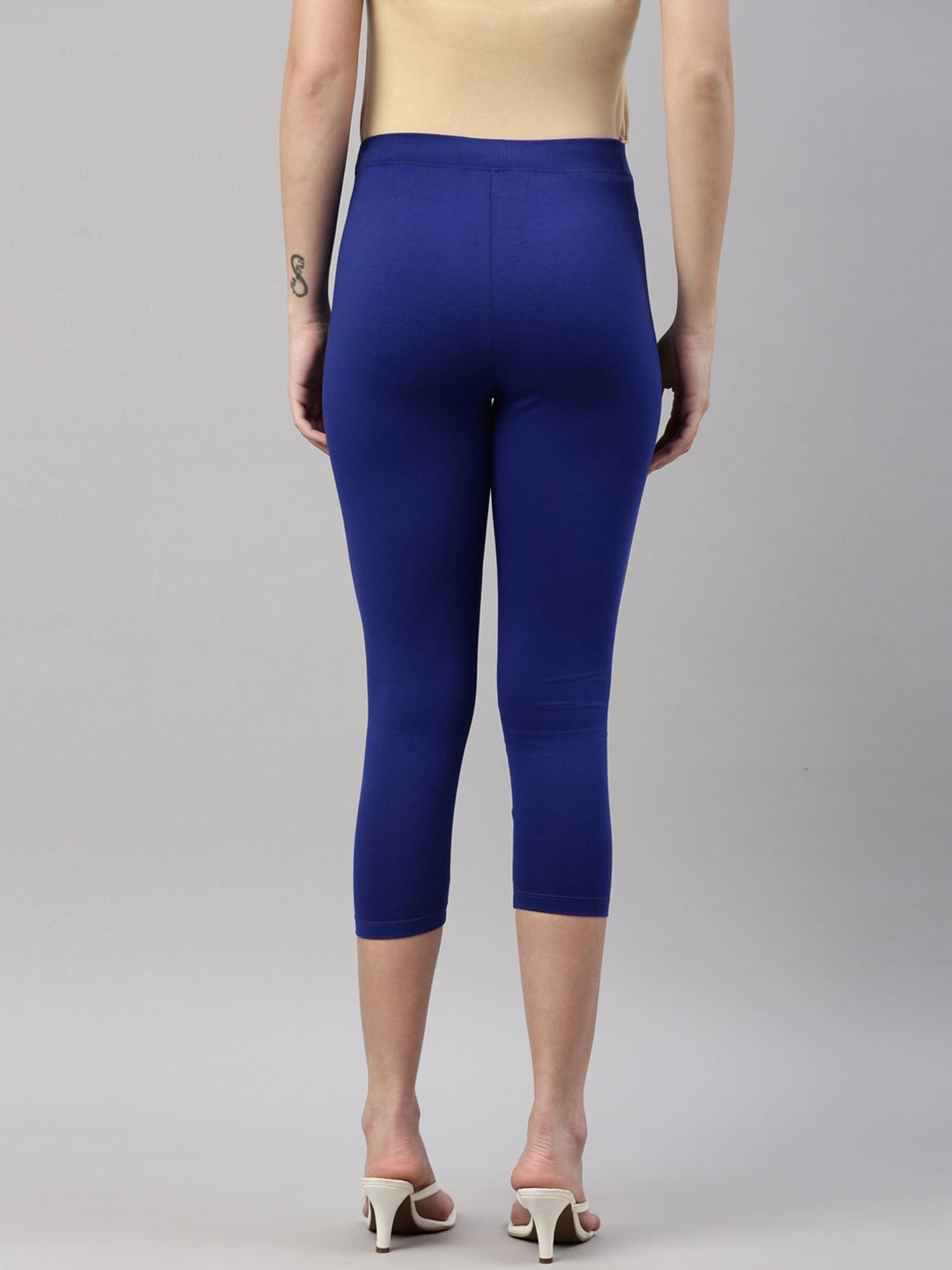 TWIN BIRDS Blue Cotton Capris