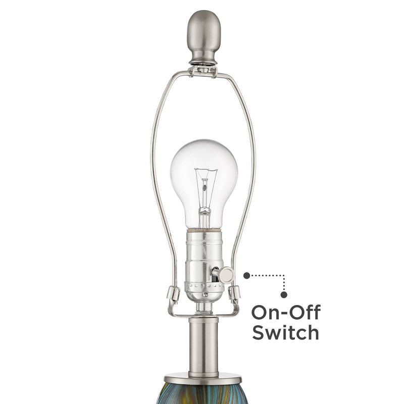 Possini Euro Design Industrial Table Lamp Oil Rubbed Bronze Clear Glass Burlap Tapered Drum Shade for Living Room Bedroom Bedside