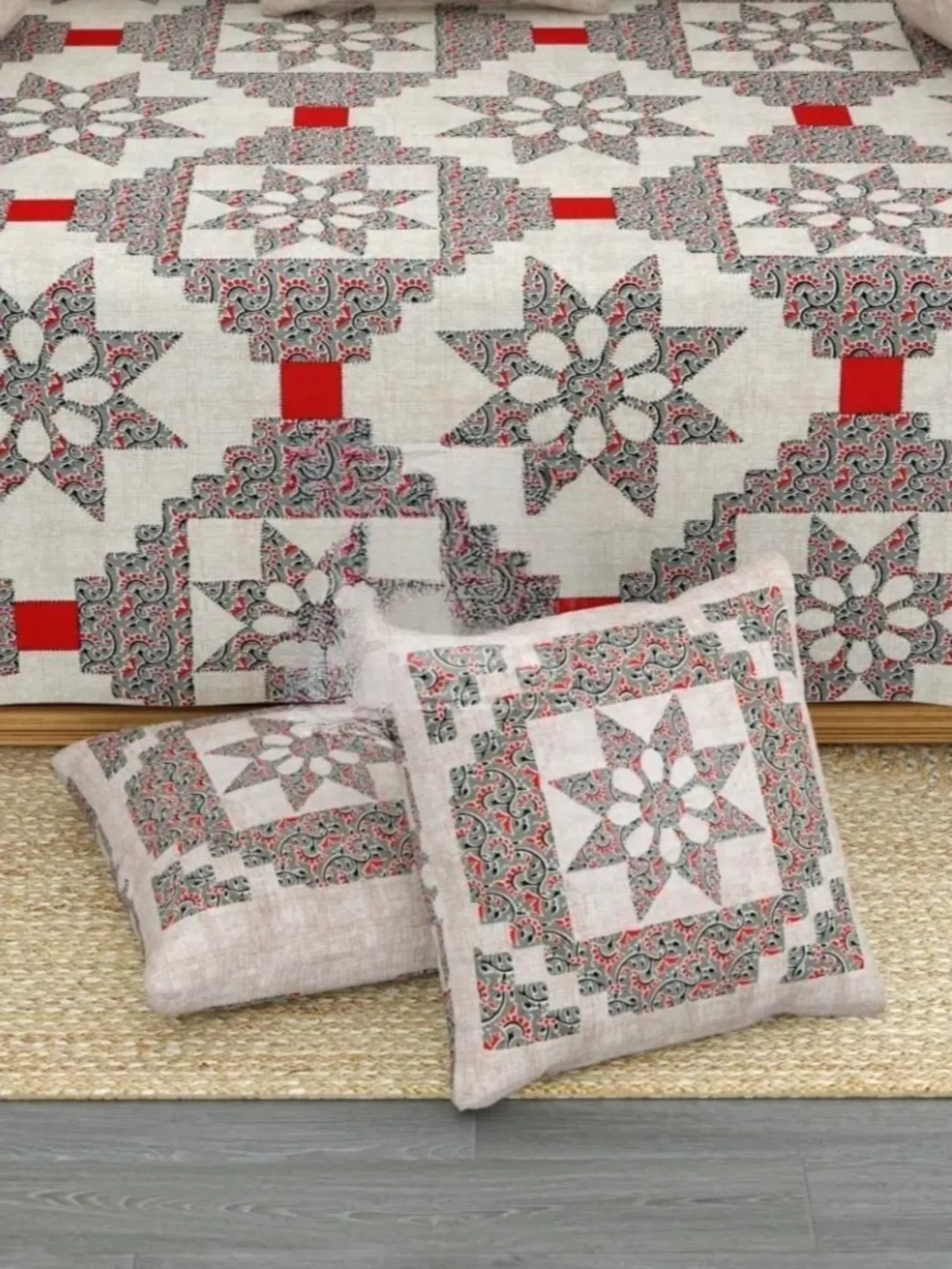 Maspar Blue Cotton 200 TC Reversible Duvet Cover Set