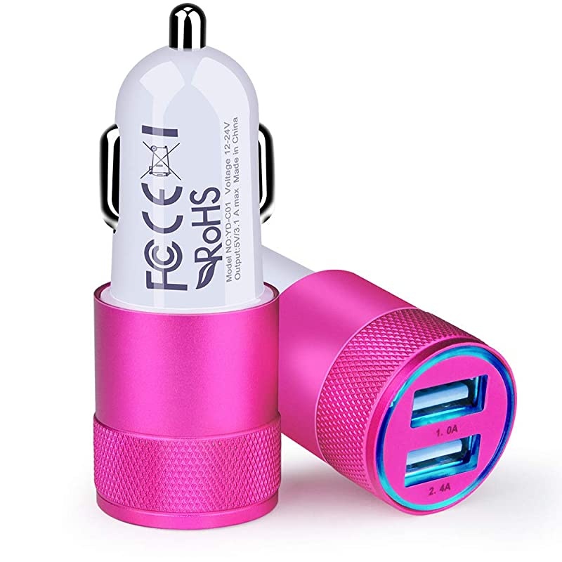 Car Charger Adapter, 3.4a Fast Charging Dual Port Cargador de Carro Lighter Adapter for iPhone SE 11Pro Max X XR XS Max 8 Plus, iPad, Samsung Galaxy A10 S10 Plus S10e S9 Note 8, LG, GPS (2 Pack)