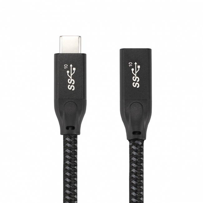 Cablecc 30CM USB-C USB 3.1 Type-C Male to Female Extension Data Cable with Sleeve for Laptop Phone