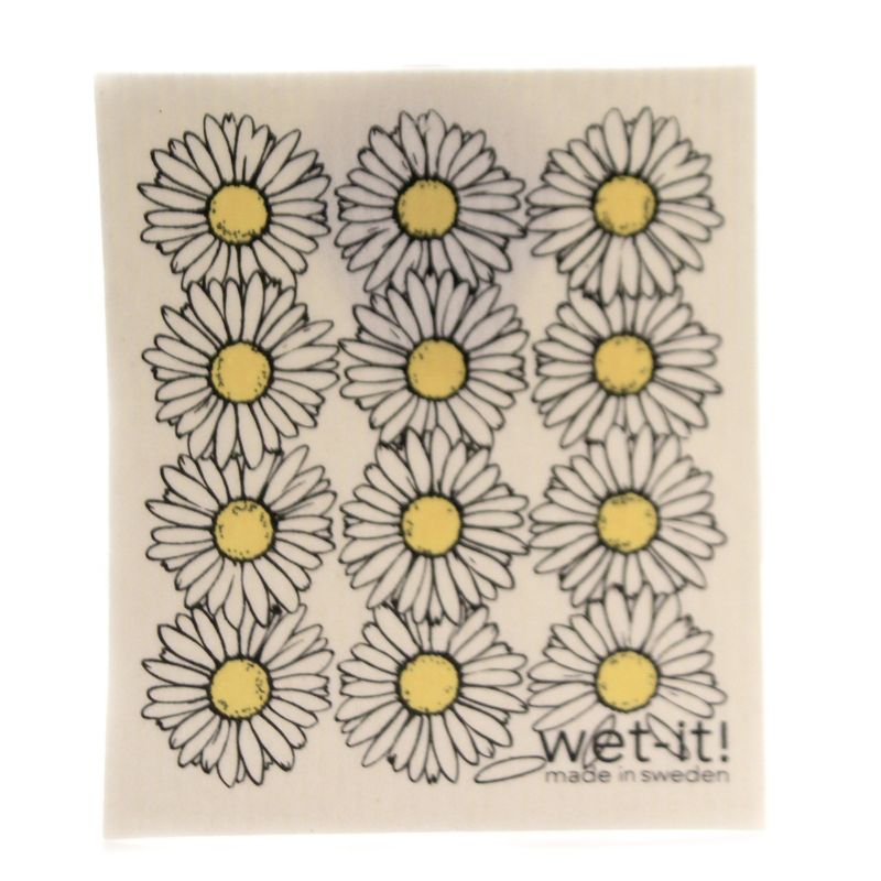 Swedish Dish Cloth 7.75" Flowers And Herbs Set Absorbent Cleaning Cloth Daisy Sage Mint  -  Dish Cloth