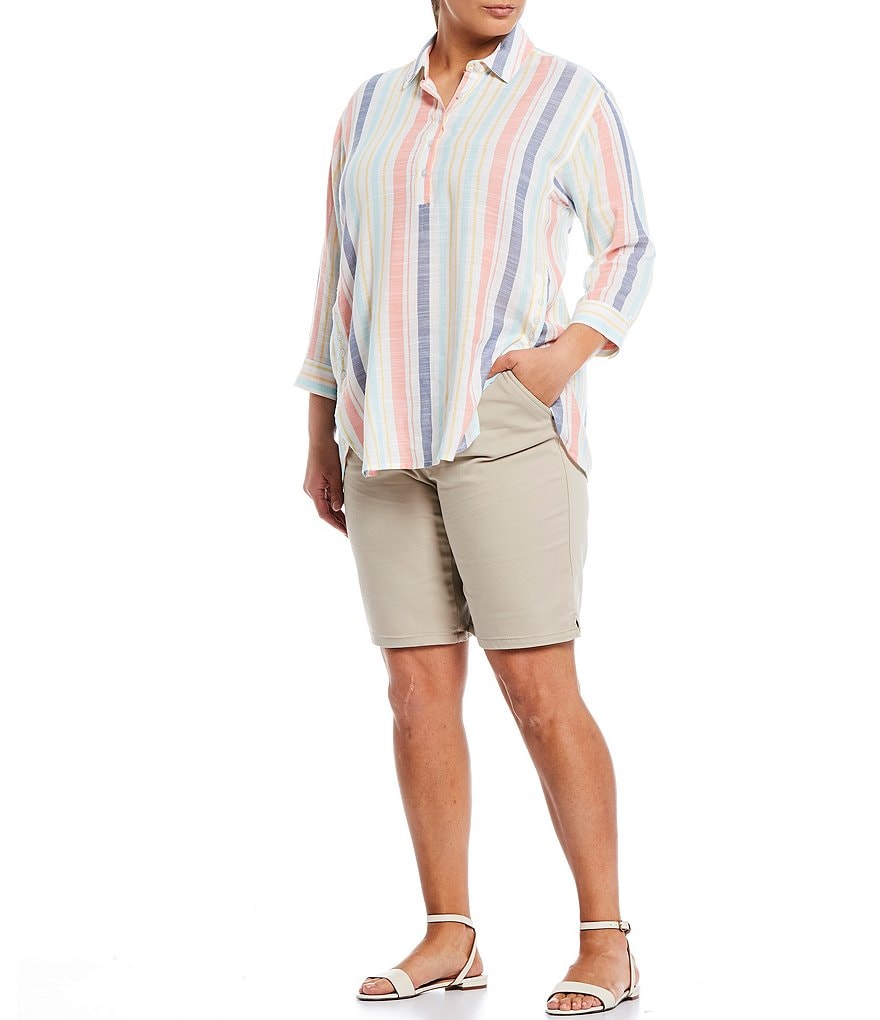 Intro Plus Size Rose Tummy Control Pull-On Bermuda Shorts