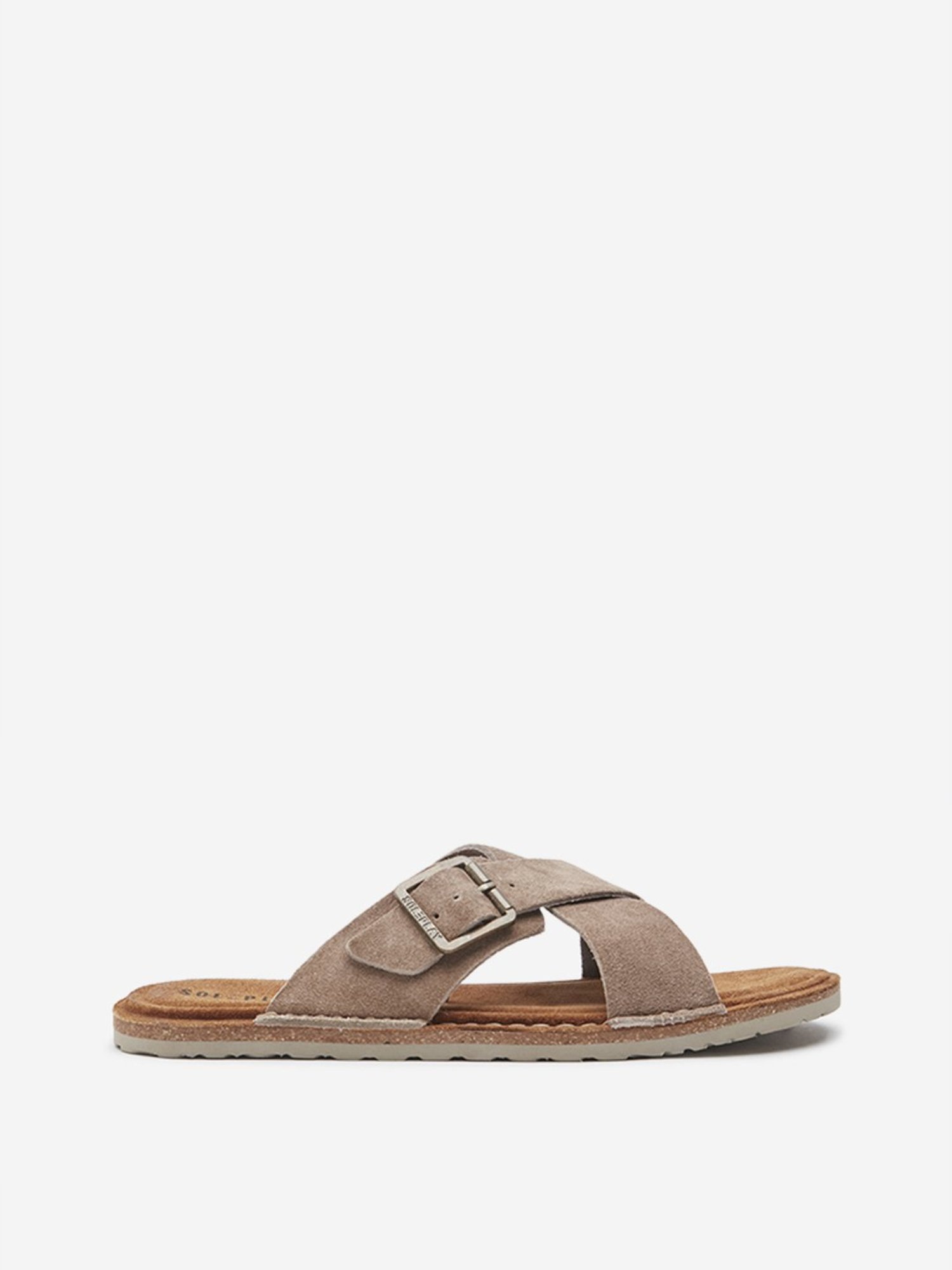 SOLEPLAY by Westside Taupe Criss Cross Slip-On Sandals