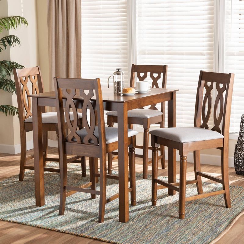 3pc Sanford Tan Wood Dining Nook Set Walnut Brown - Baxton Studio