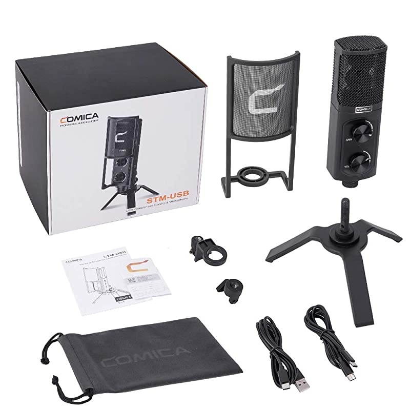 STM-USB Versatile Cardioid Condenser Microphone for Smartphone Computer Laptop, USB/USB C Studio Recording Microphone for Live-Streaming Podcasting Gaming Vocal Online Course