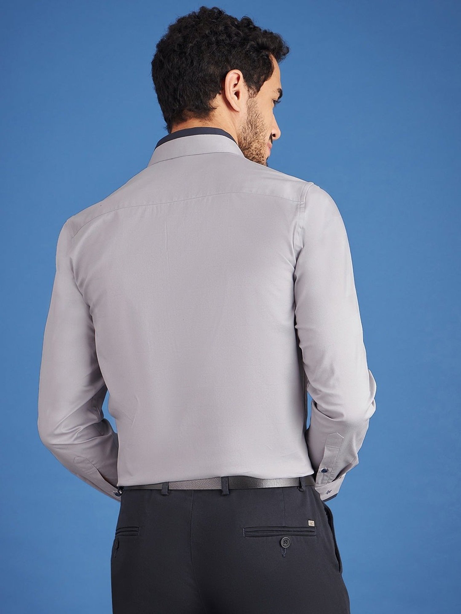 Louis Stitch Grey Cotton Regular Fit Texture Shirt