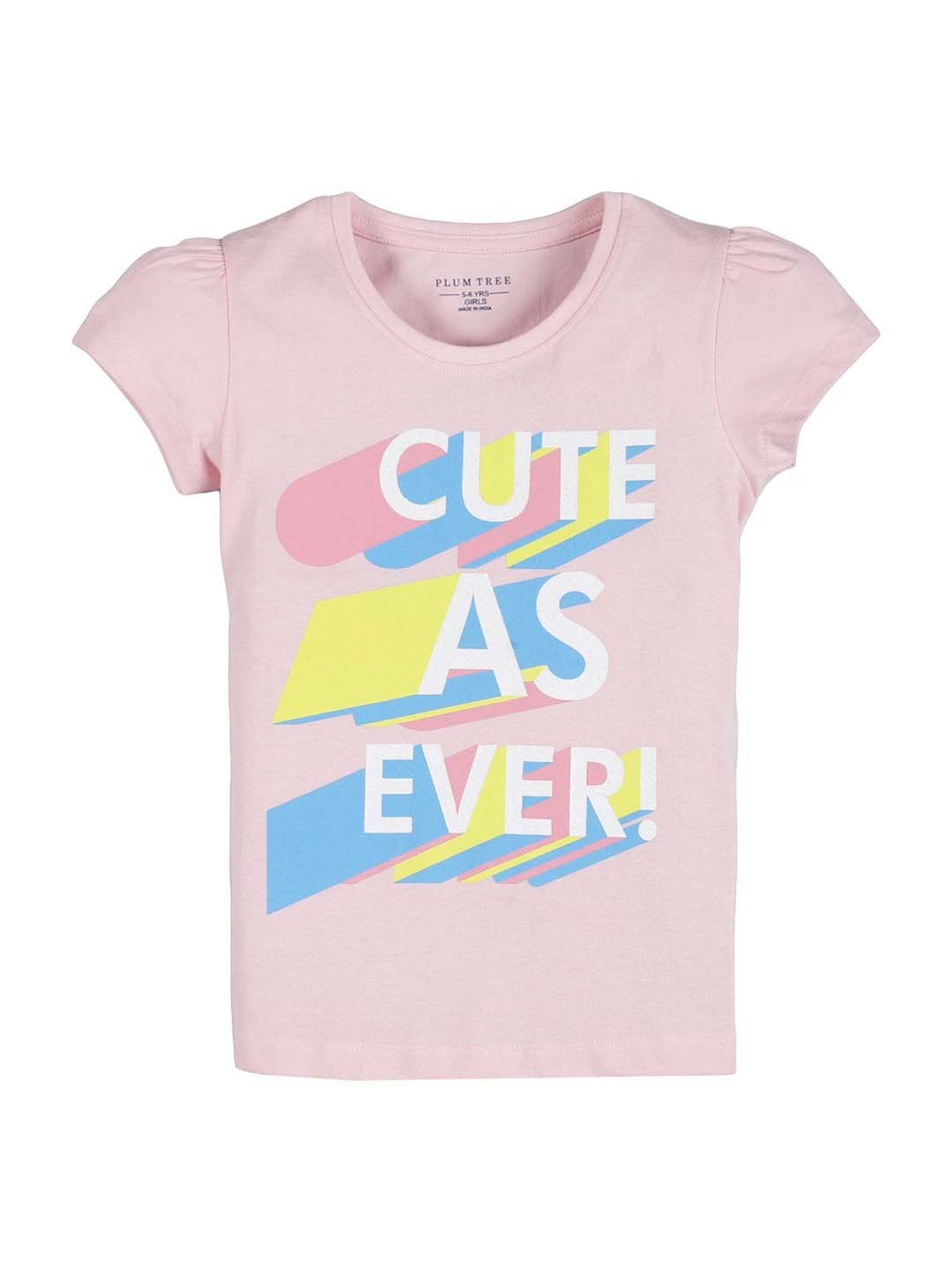 Plum Tree Kids Pink & Black Cotton Printed T-Shirts & Short Set