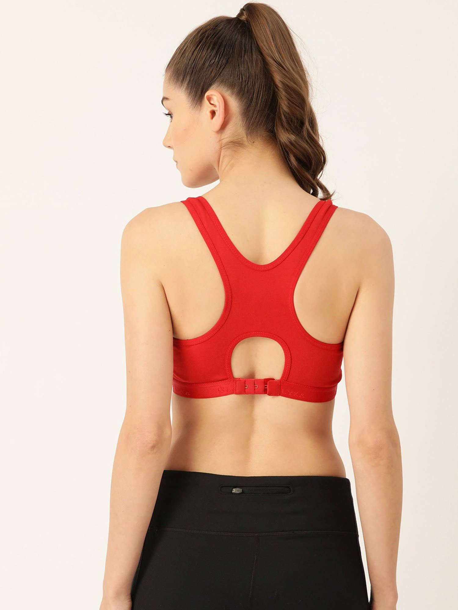 Lady Lyka Red Non Wired Padded Sports Bra