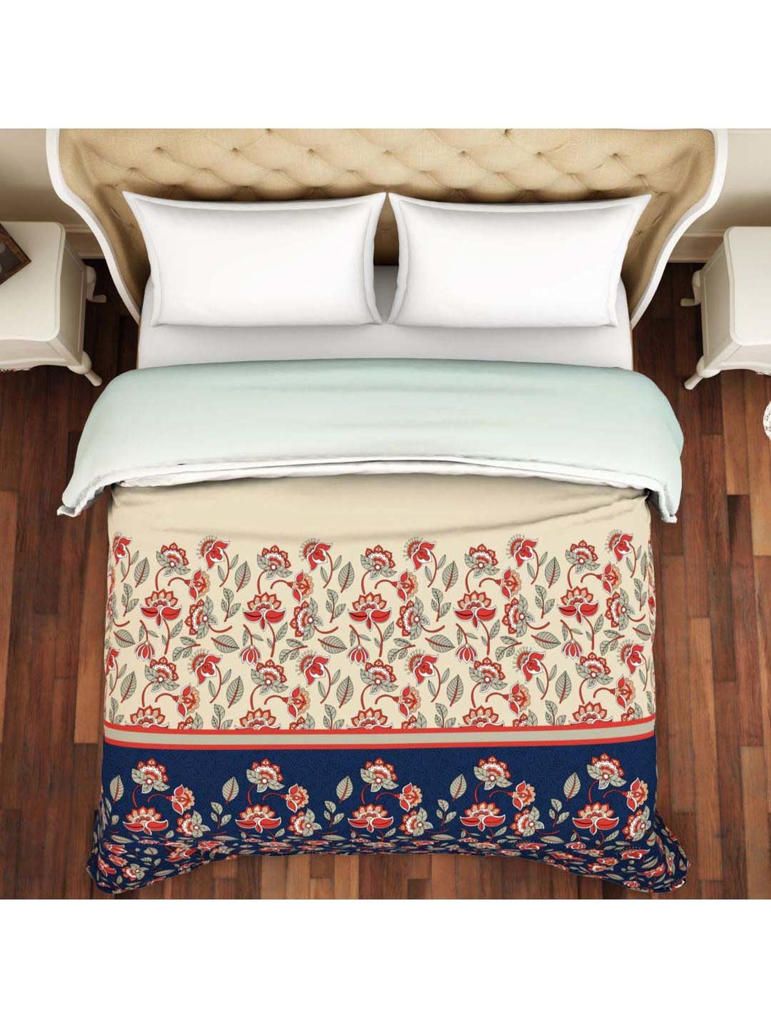 Spaces Atrium Plus Navy & Beige Cotton 210 TC Quit - Set of 1