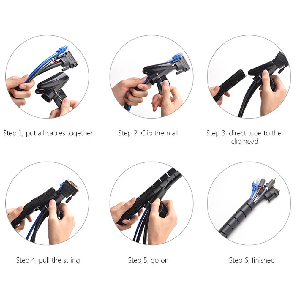 2m Wire Wrap Organizer Winder Clip Cable Plug Wire Holder Mouse Cord Protector Management Ethernet Wire