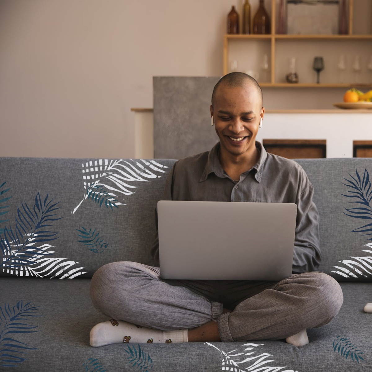 1PC Stretch Chair Sofa Cover Leaf Pattern Non-slip Elastic Couch Slipcover Sofa Protector (Suit for Sofa Length Range 90-140cm)