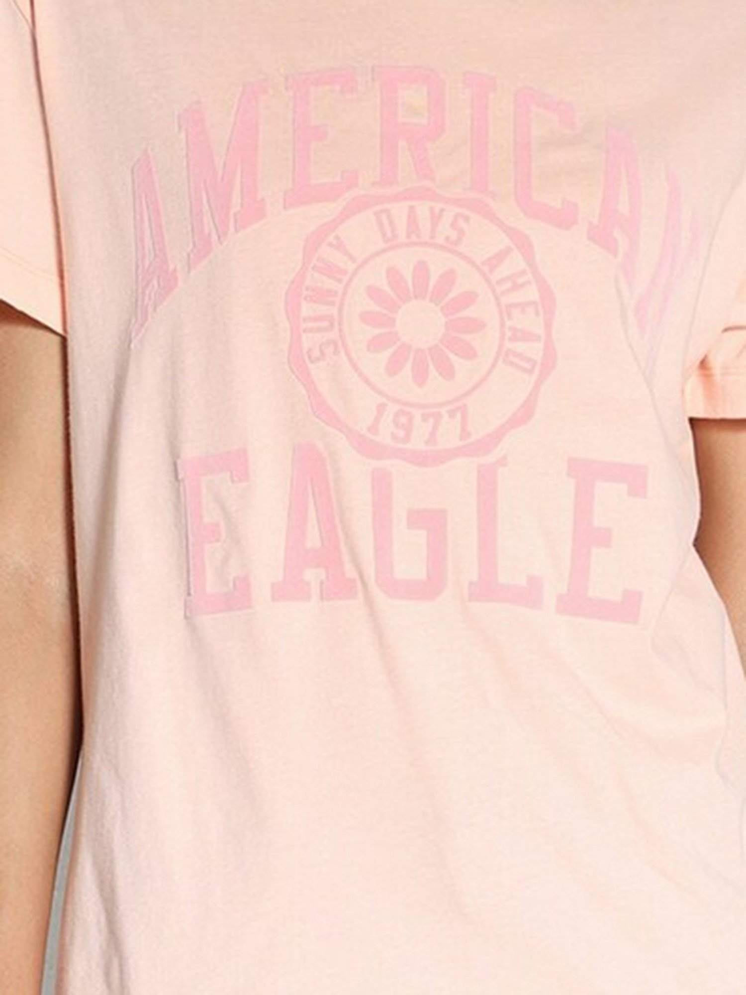 American Eagle Outfitters Peach Cotton Graphic Print T-Shirt