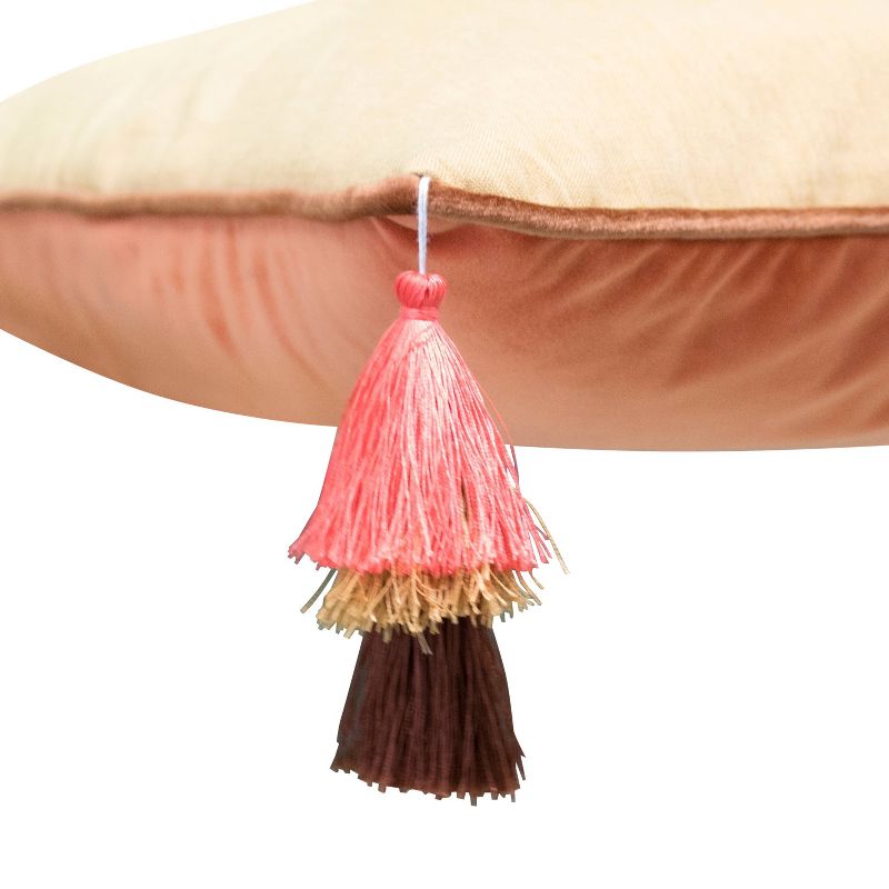 18"x18" Velvet Reversible Tassel Pillow Orange - Edie@Home