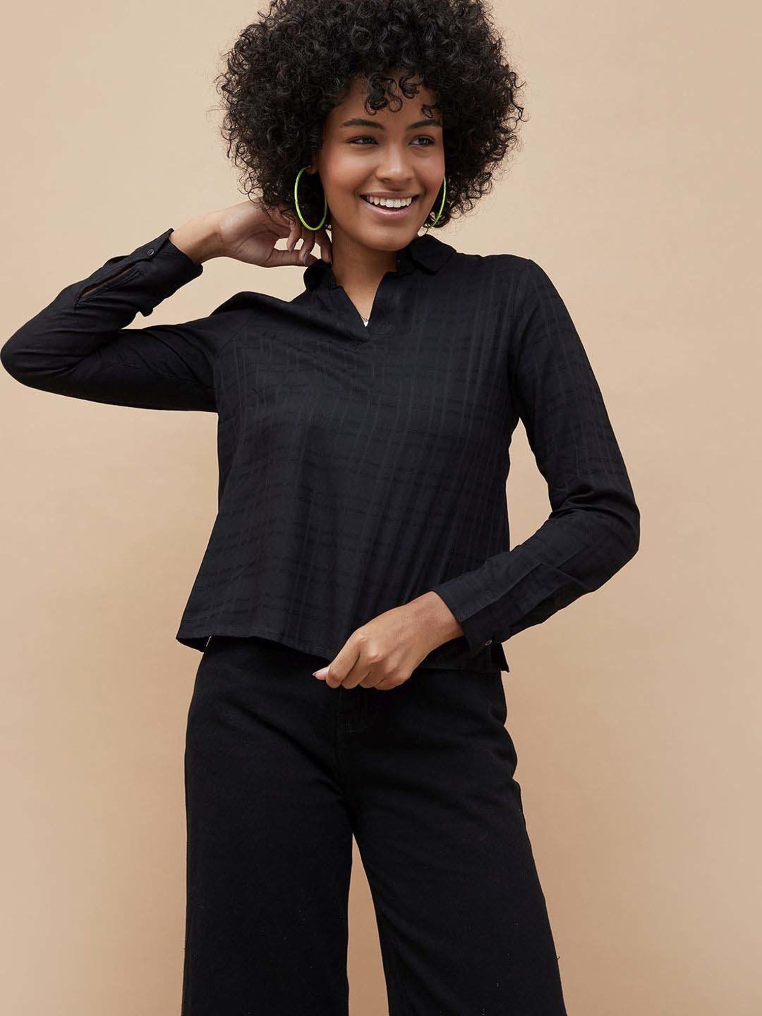 Fame Forever by Lifestyle Black Chequered Top